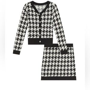 Beautees Big Girl Soft Knit 2 Pc Houndstooth Set